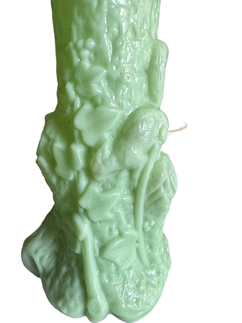 Opaline Art Nouveau Vase, Milk Glass vase, Pressed Glass vase, Green