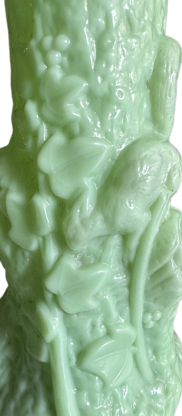 Opaline Art Nouveau Vase, Milk Glass vase, Pressed Glass vase, Green