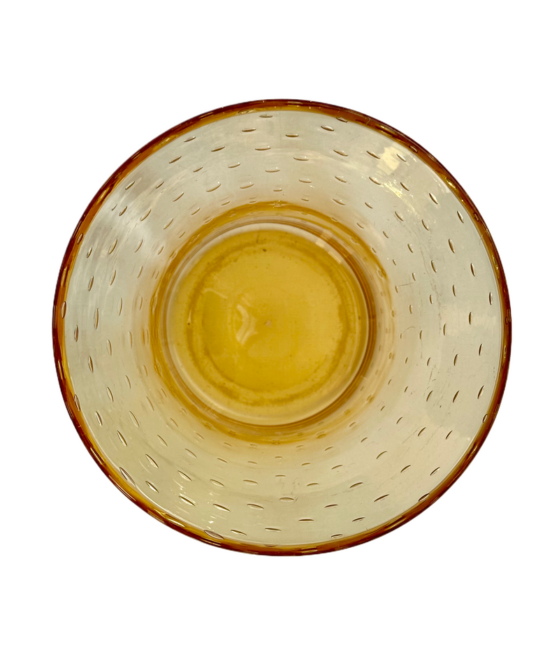 Archimede Seguso 1950s Murano hand-blown Amber Glass Vase. Controlled Bubble, Bolle or Bullicante