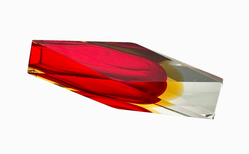 Murano Sommerso Faceted Vase by Oball | Red & Orange (30 cm) | Original Label