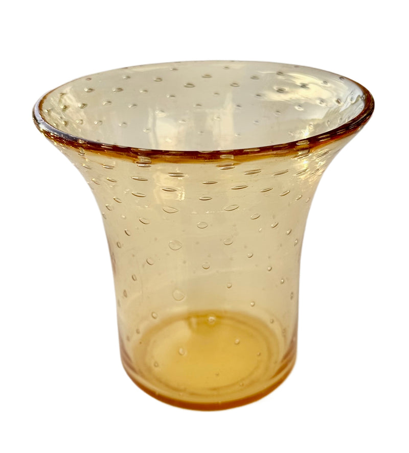 Archimede Seguso 1950s Murano hand-blown Amber Glass Vase. Controlled Bubble, Bolle or Bullicante