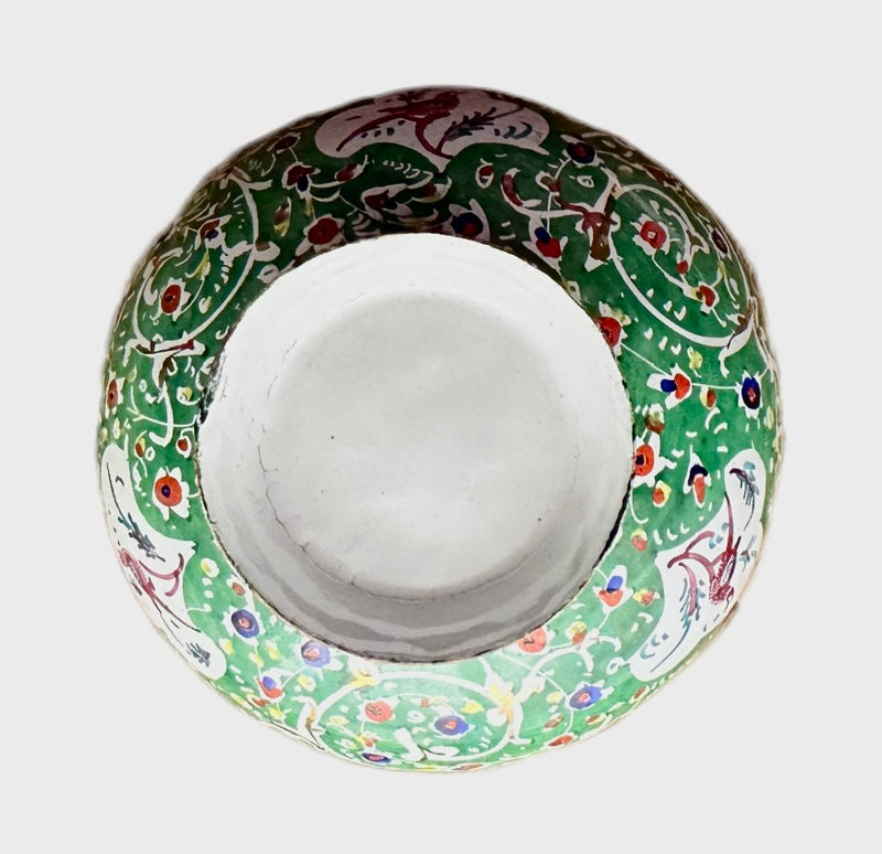 Vintage Persian hand-painted enamel bowl and plate.