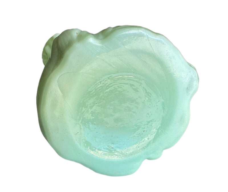 Opaline Art Nouveau Vase, Milk Glass, Pressed Glass, Green