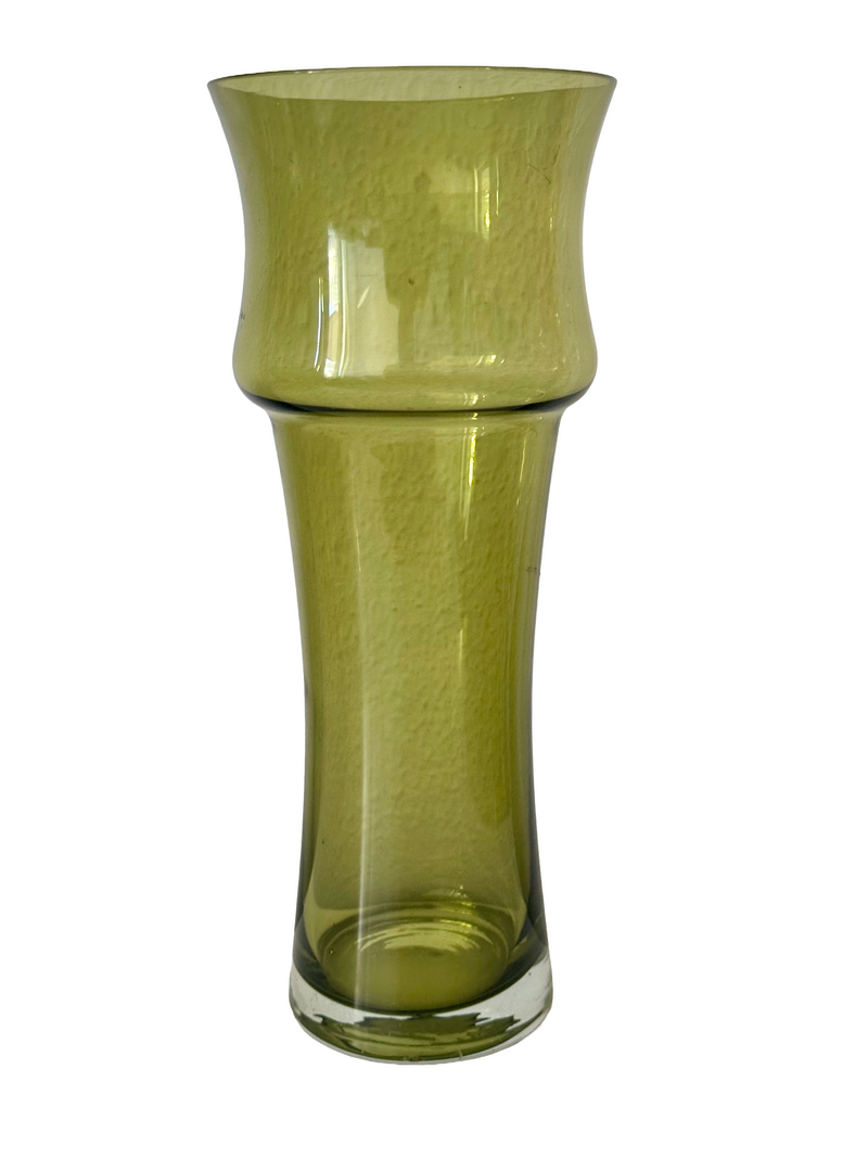 Tamara Aladin Olive Green Cased Glass Vase – Riihimäen Lasi, Finland, 1970s