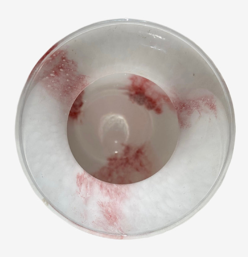 Vintage Opaline Murano Hand-Blown White and Pink Cased Glass Vase 70s