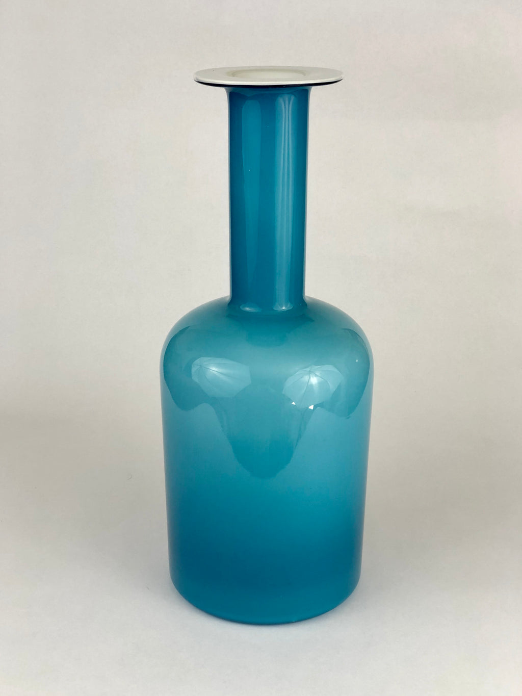 Opal & Blue Glass 'Gulvvase' by Otto Brauer for Holmegaard, Denmark 1960s