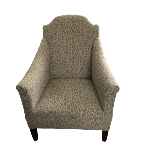 Elegant Edwardian armchair professionally refurbished and traditionally upholstered in a subtle animal print