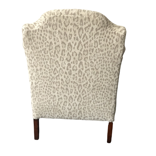 Elegant Edwardian armchair professionally refurbished and traditionally upholstered in a subtle animal print