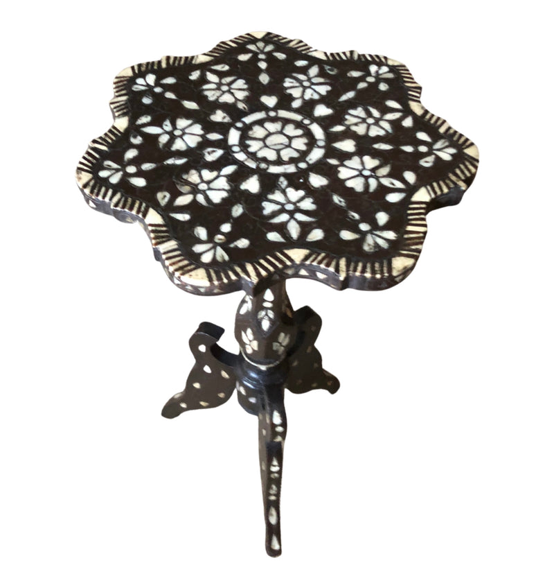 Late 19th, early 20th Century Syrian Tea Table, inlaid mother-of-pearl, camel bone & metal wire