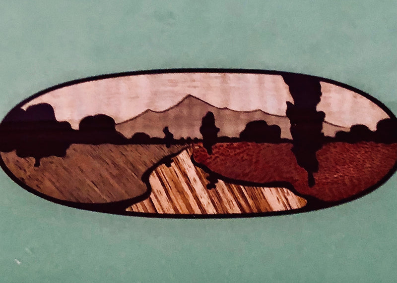 Original Art Deco French Cocktail Tray, Reverse-Painted Glass, Wood Inlay, 1930s
