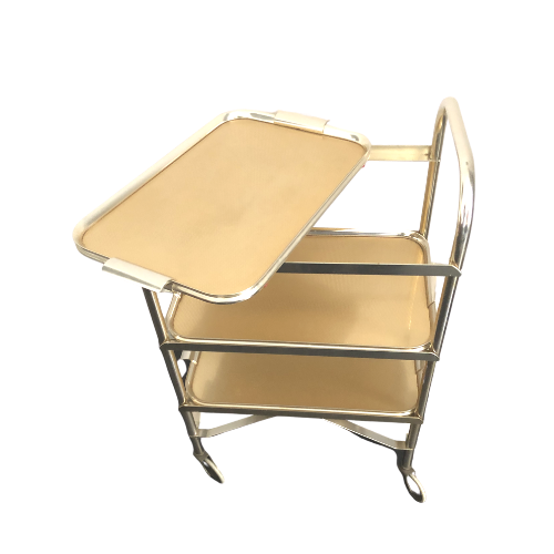 MID CENTURY GOLD DRINKS SERVING TROLLEY 1950