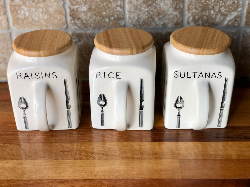 Pountney Bristol Longline Canisters, Mid Century Modern Kitchenalia