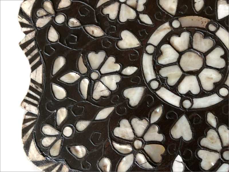 Late 19th, early 20th Century Syrian Tea Table, inlaid mother-of-pearl, camel bone & metal wire