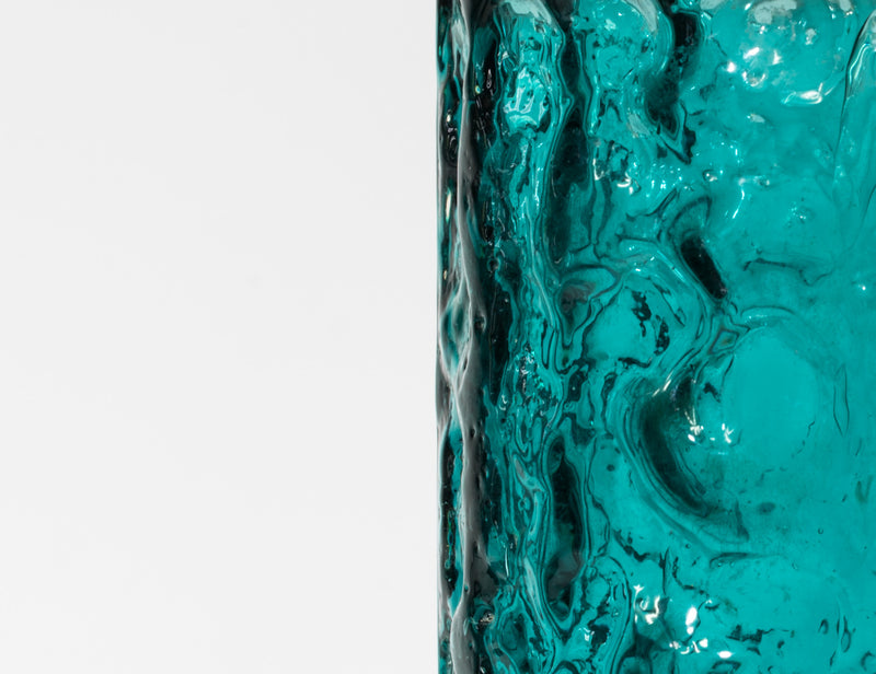 Vintage Aqua Crystal Bark Vase