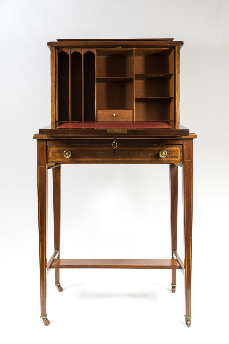 Edwardian Mahogany and Satinwood Bonheur de Jour Desk