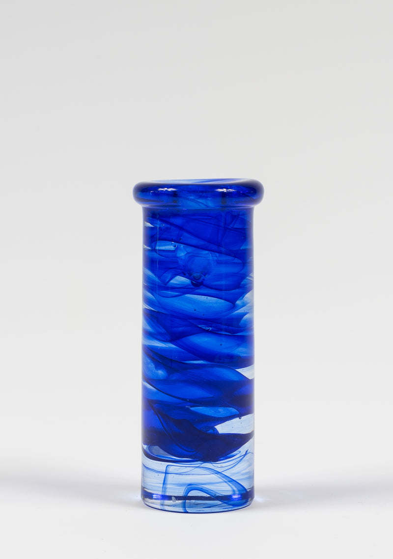 A set of Kosta Boda Blue Swirl Candle Holders
