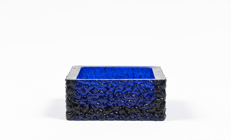 Cobalt Blue Textured Glass Ashtray