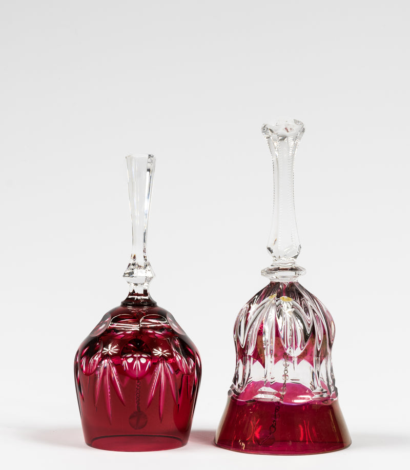 Bohemian Vintage Ruby Red Cut Glass Bell – 18cm, Lead Crystal