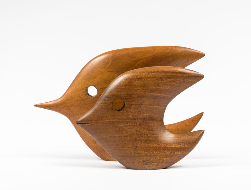 Vintage Hand-Carved Wooden Angel Fish , Mid-Century Signed Folk Art from Anguilla | Unique Wooden Sculptures