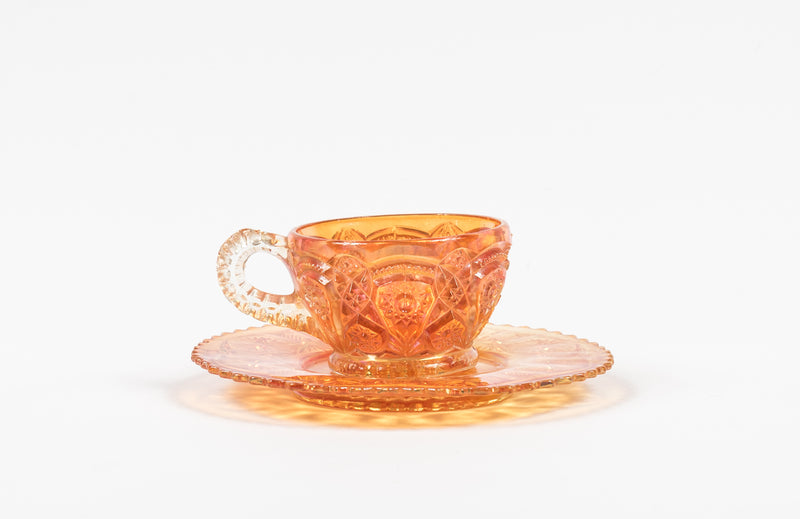 Antique Imperial Glass Marigold Carnival Glass - Punch Set