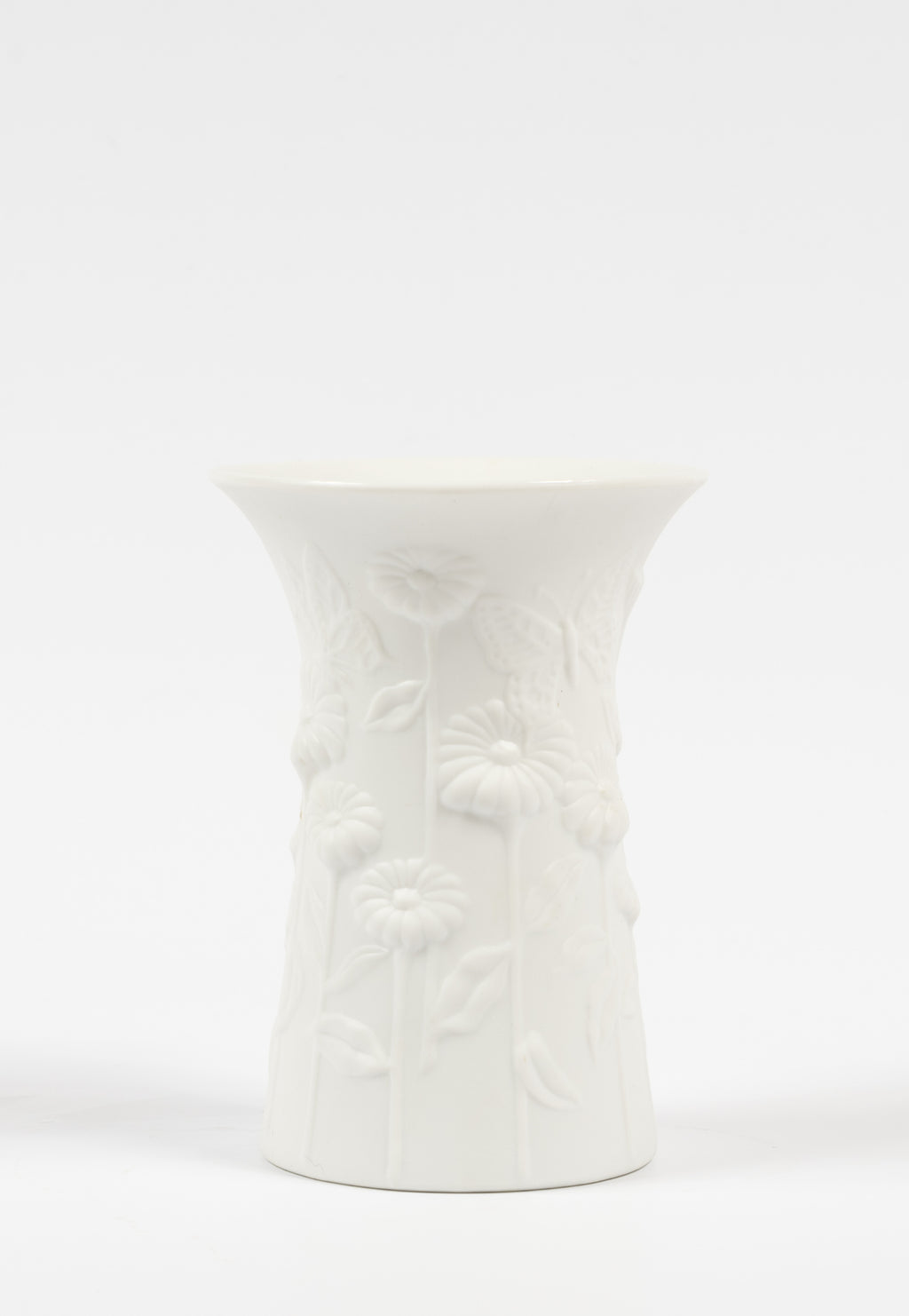 White Bisque Vase with Raised Daisies by Kaiser Porcelain