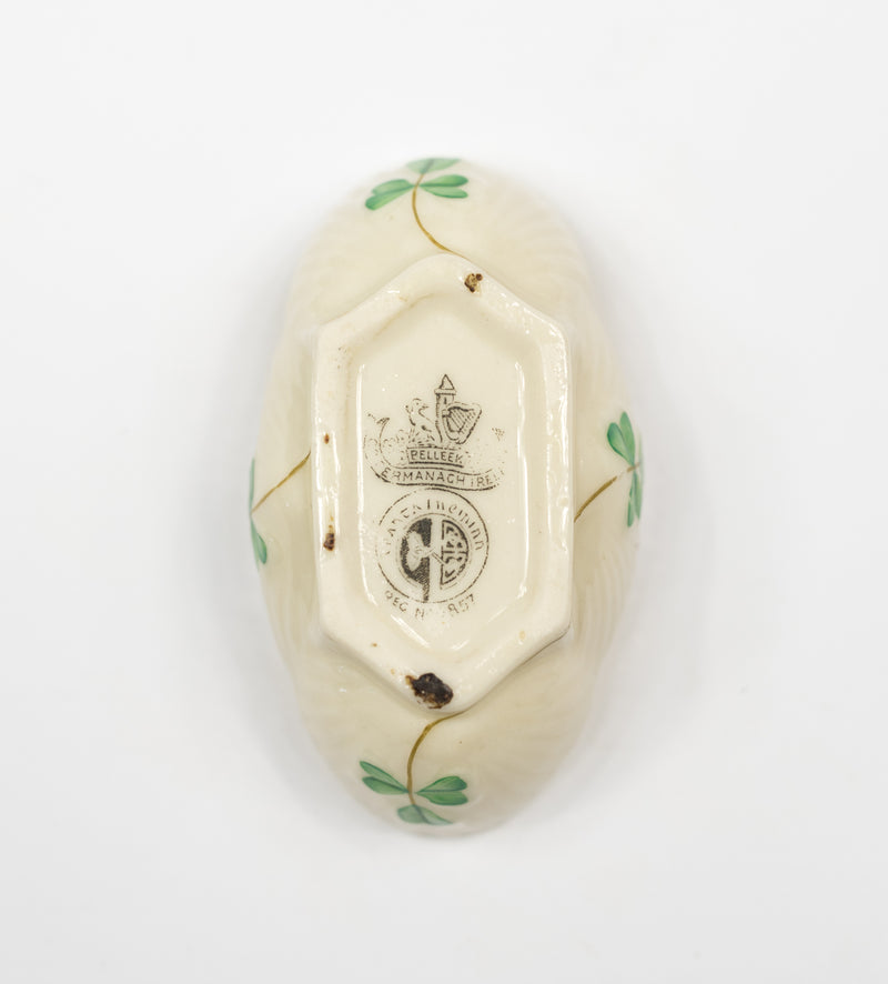 Belleek Shamrock Collection Open Salt Cellar | Hand-Painted (Ireland, 1926-1946)