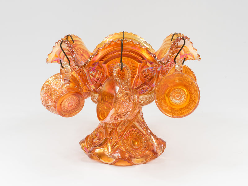 Antique Imperial Glass Marigold Carnival Glass - Punch Set