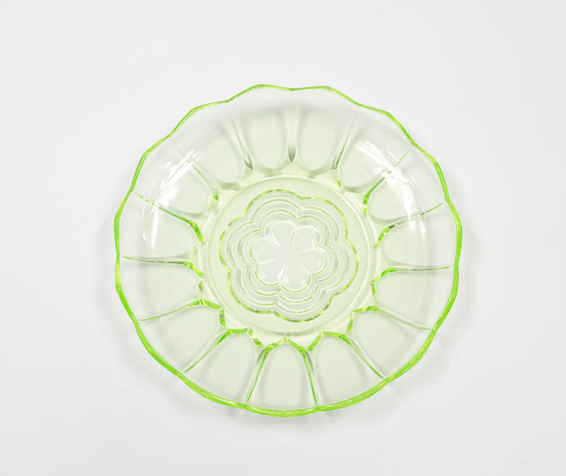Deckle Edge Green Depression Glass Plate