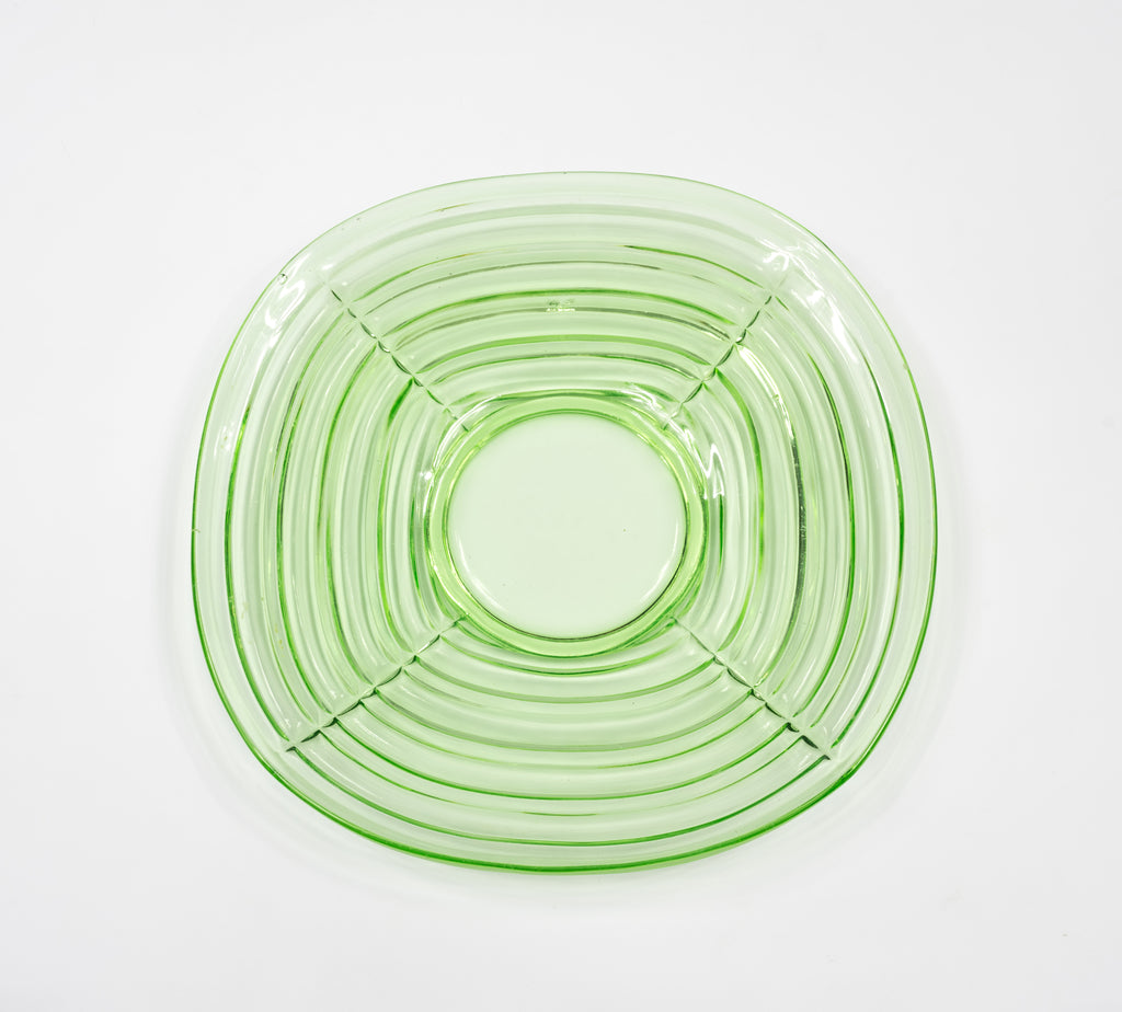 Green Depression Pressed Glass Plate