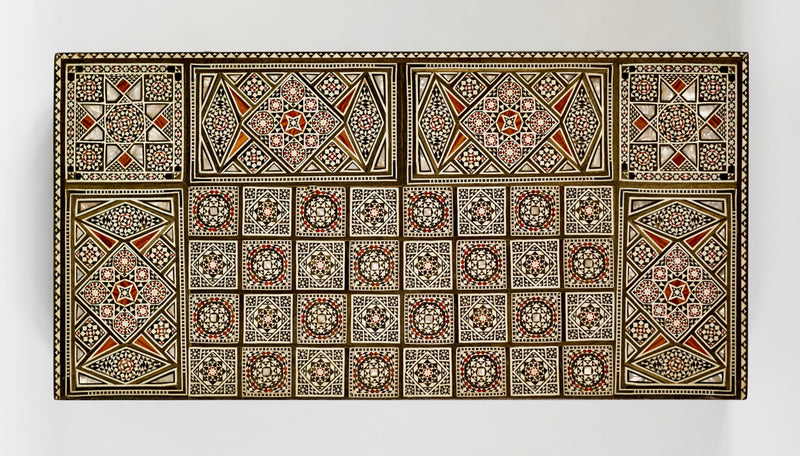 Vintage Syrian Backgammon Board with Inlays of Fruitwood and Mother of Pearl