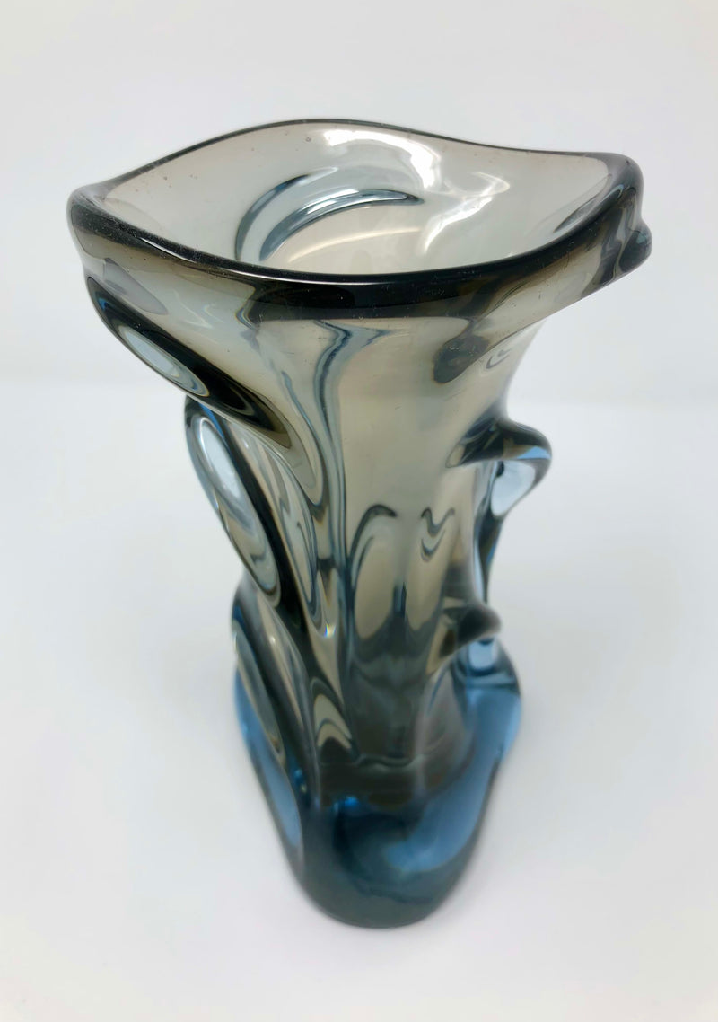 SKRDLOVICE Bohuslav Beránek "Stormy Sea" Czech Art Glass Vase, 1954