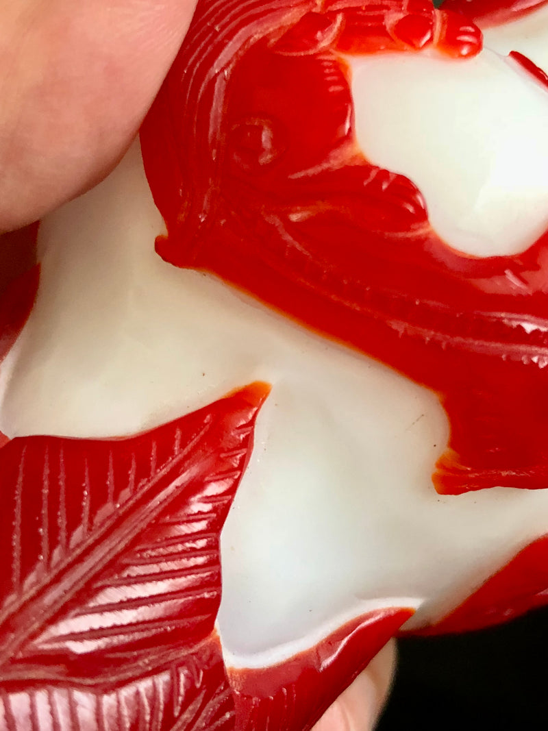 Peking, Chinese Cameo Glass Vase in white with red overlay