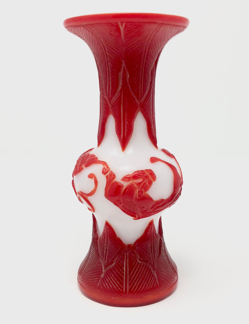 Peking, Chinese Cameo Glass Vase in white with red overlay