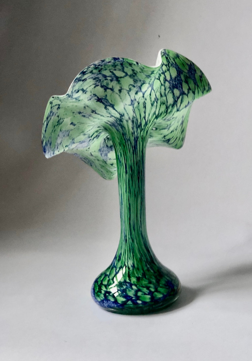 Murano Jack in the Pulpit Splatter Vase in Blue , Green & White