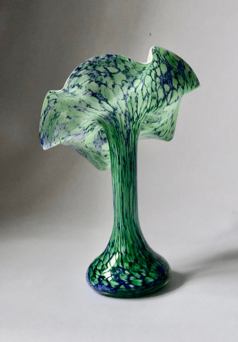 Murano Jack in the Pulpit Splatter Vase in Blue , Green & White