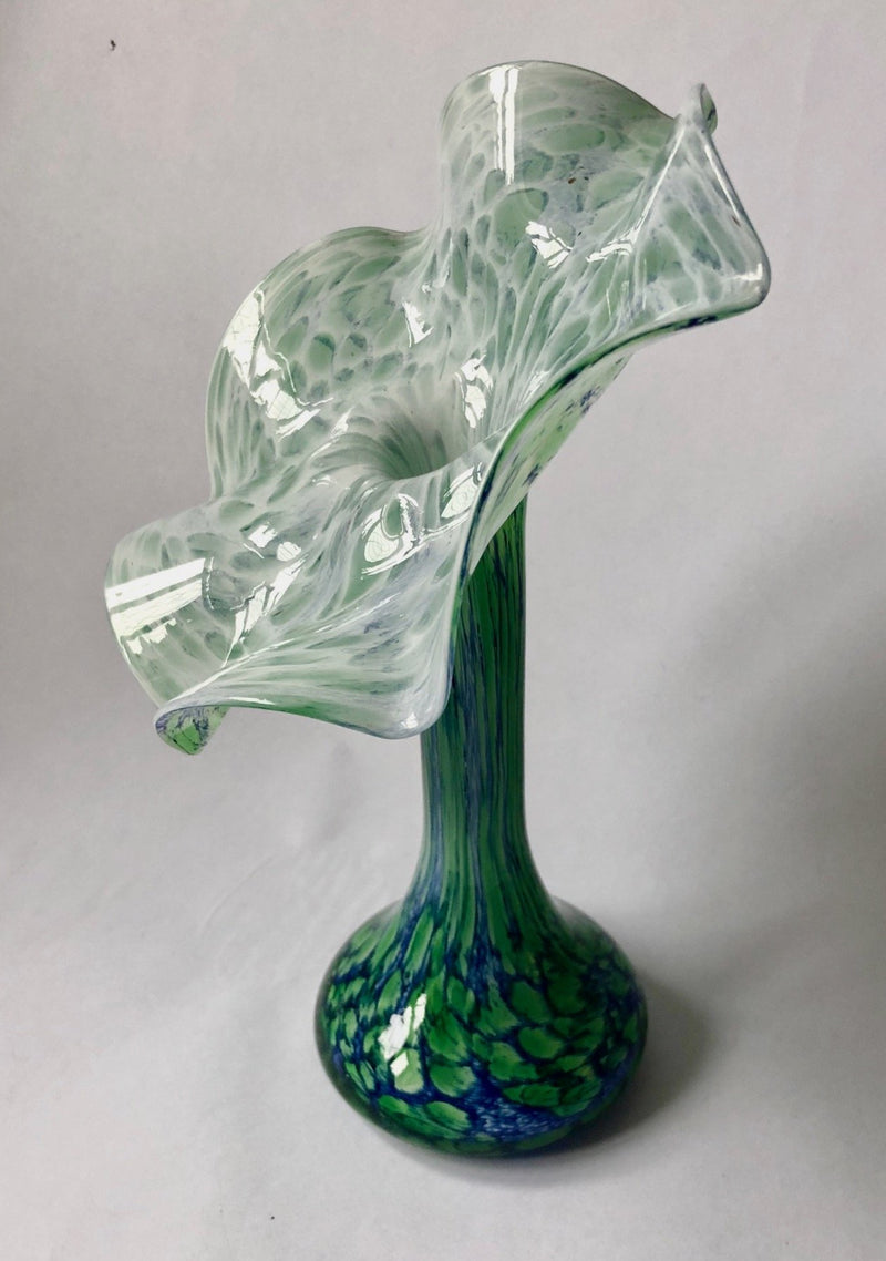 Murano Jack in the Pulpit Splatter Vase in Blue , Green & White