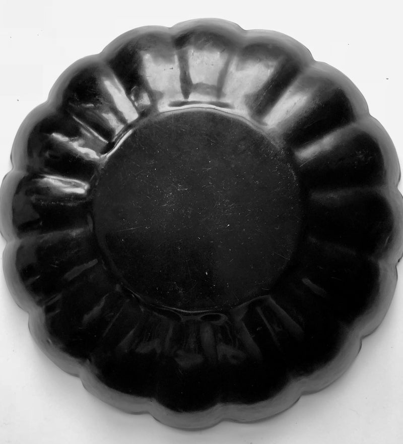 Antique Victorian Papier Mache, Hand Painted Scalloped Tray/Bowl inlaid with Mother of Pearl