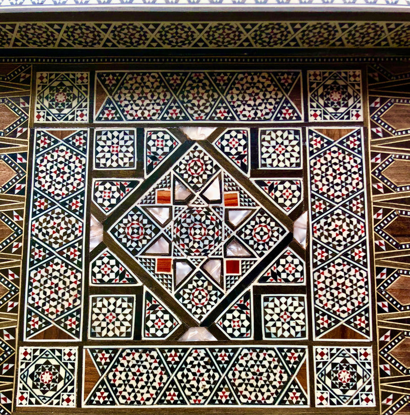 Vintage Syrian Backgammon Board with Inlays of Fruitwood and Mother of Pearl