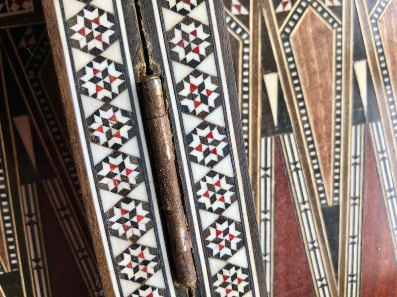 Vintage Syrian Backgammon Board with Inlays of Fruitwood and Mother of Pearl
