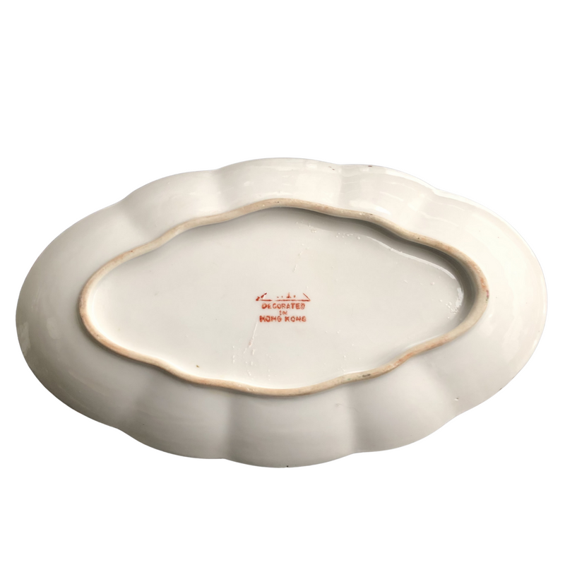 Famille Rose Sauce Boat and Stand Japanese porcelain decorated in Hong Kong