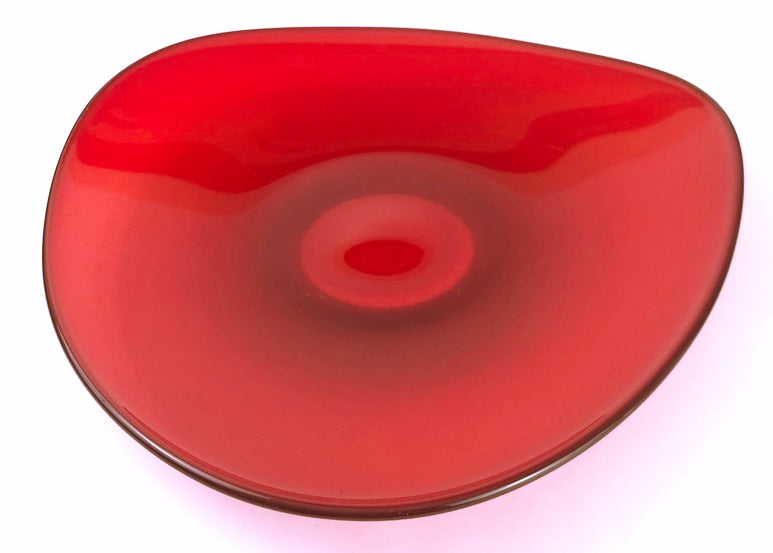 Exceptional Ruby Cased Freeform Art Glass Bowl -  England c.1960s