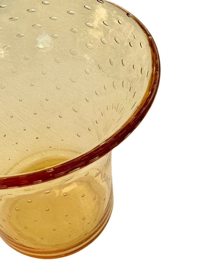 Archimede Seguso 1950s Murano hand-blown Amber Glass Vase. Controlled Bubble, Bolle or Bullicante