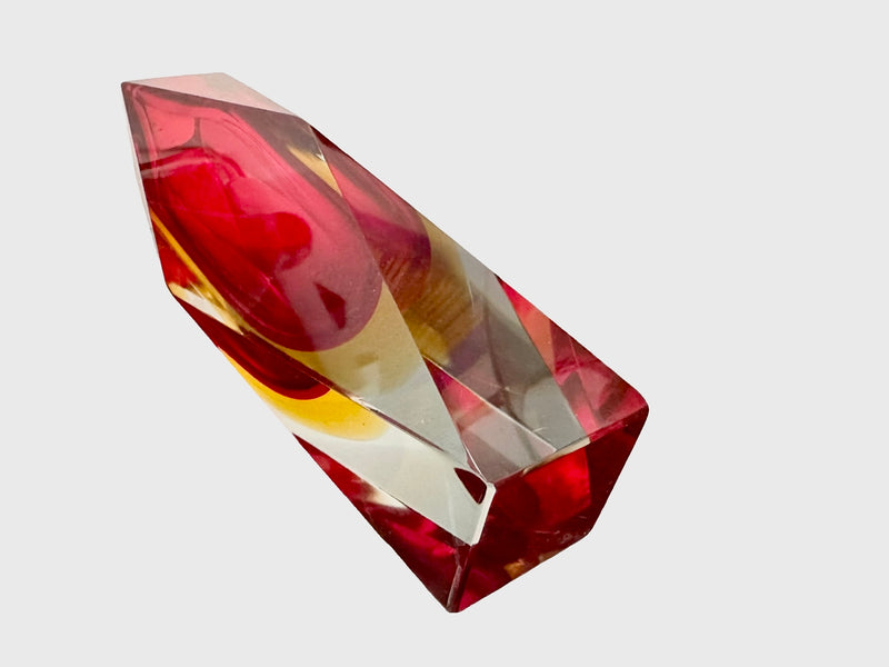 Murano Sommerso Faceted Vase by Oball | Red &amp; Orange (30 cm) | Original Label