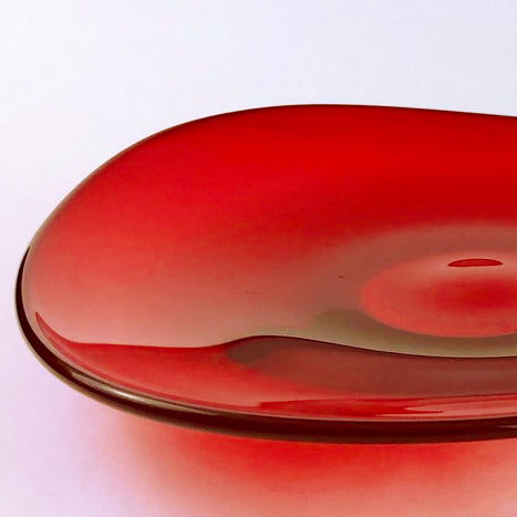 Exceptional Ruby Cased Freeform Art Glass Bowl -  England c.1960s