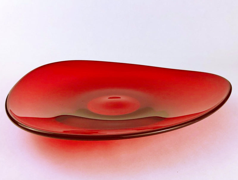 Exceptional Ruby Cased Freeform Art Glass Bowl -  England c.1960s