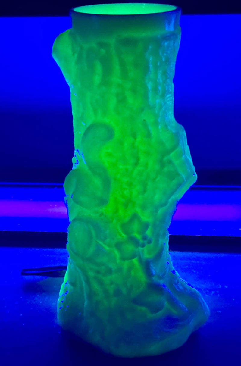 Art Nouveau Uranium Milk Glass Ivy Vase — Attributed to Portieux Vallérysthal, France, c.1900