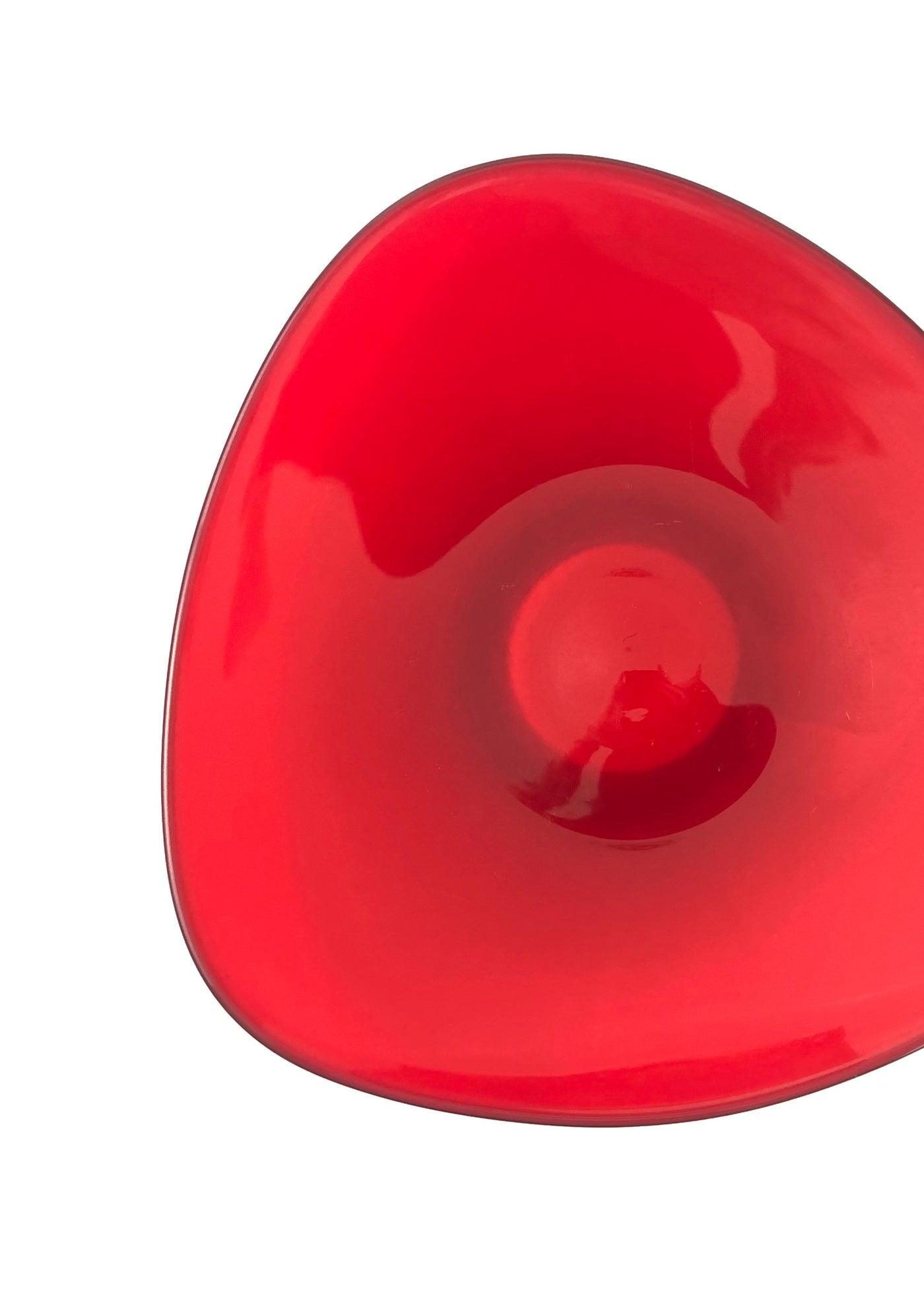 Ruby Cased Freeform Art Glass Bowl - England c.1960s