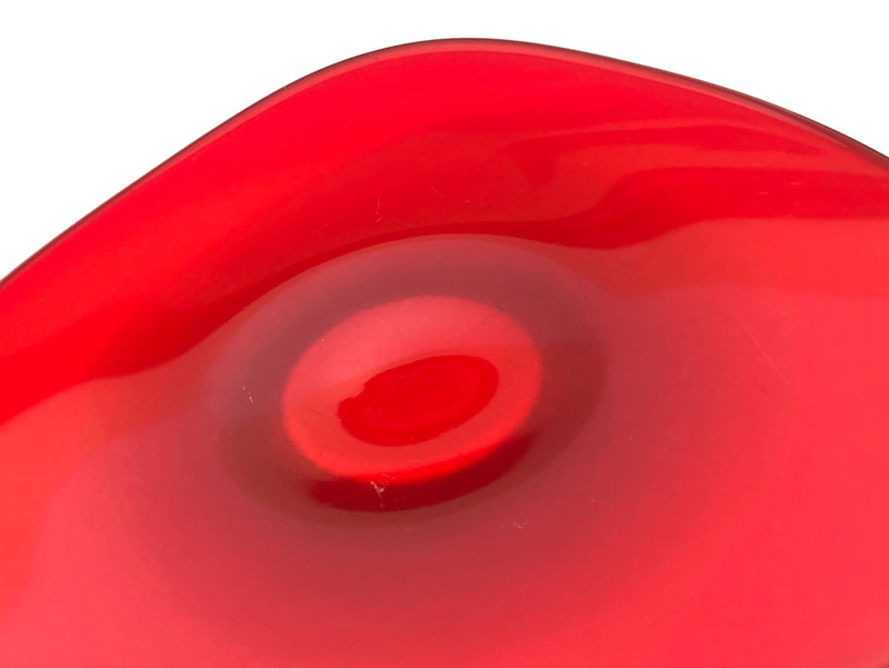 Exceptional Ruby Cased Freeform Art Glass Bowl -  England c.1960s