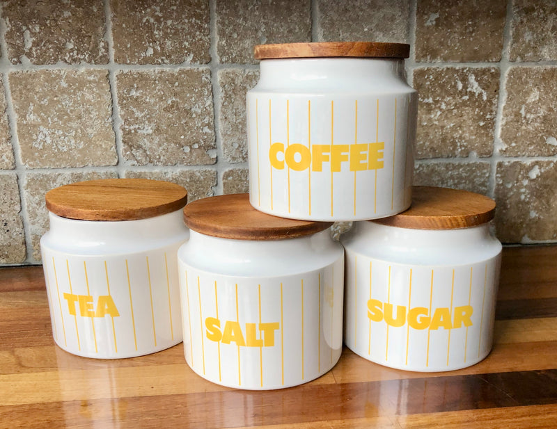 Vintage Hornsea Pottery Yellow Stripes Kitchen Canister, 1980s