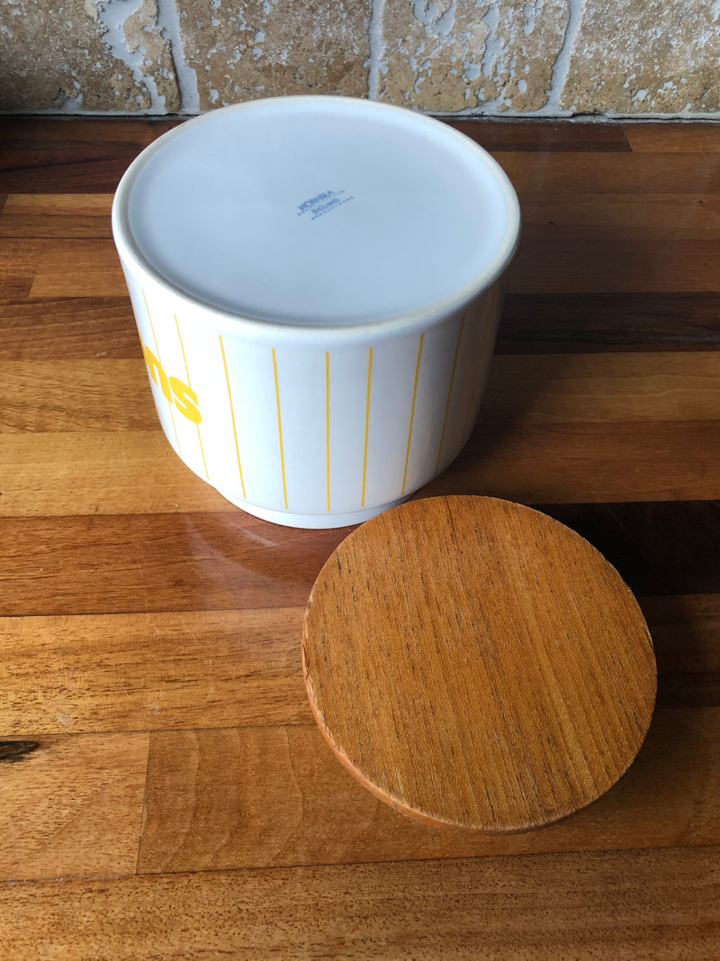 Vintage Hornsea Pottery Yellow Stripes Kitchen Canister, 1980s